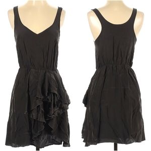 Amanda Uprichard Silk Ruffle Mini Cocktail Dress, Black, Size S
